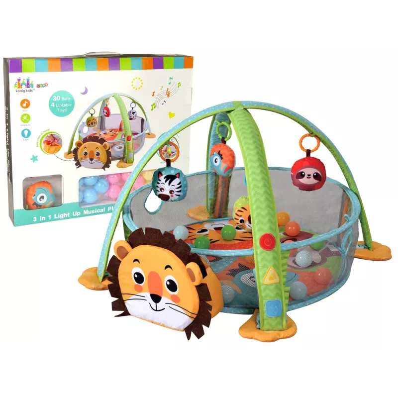 LEAN TOYS Lernmatte Löwen-Laufstall mit Bällen für Babys