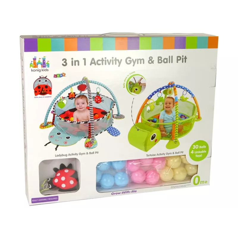 LEAN TOYS Lernmatte mit Turtle-Laufstall-Bällen für Babys
