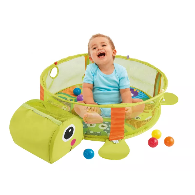 LEAN TOYS Lernmatte mit Turtle-Laufstall-Bällen für Babys