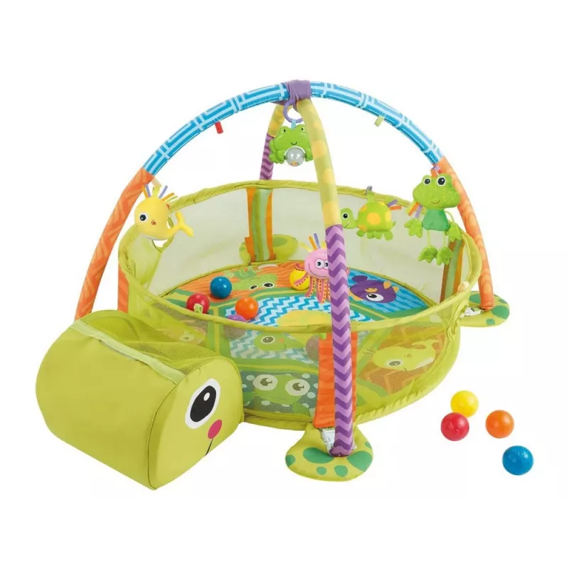 LEAN TOYS Lernmatte mit Turtle-Laufstall-Bällen für Babys
