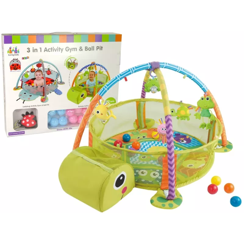 LEAN TOYS Lernmatte mit Turtle-Laufstall-Bällen für Babys