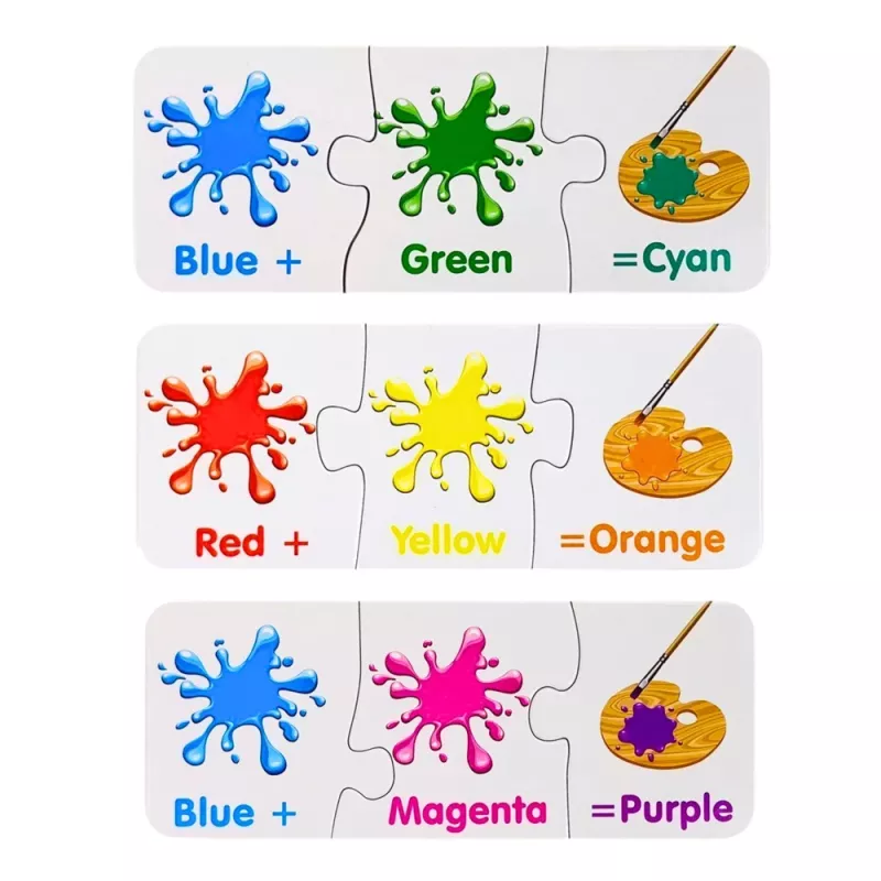 LEAN TOYS Lernpuzzle Farben auf Englisch 10 Verbindungen