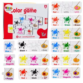 LEAN TOYS Lernpuzzle Farben auf Englisch 10 Verbindungen