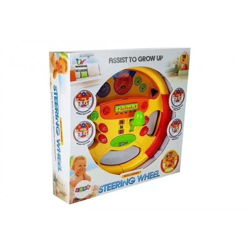LEAN TOYS Lernlenkrad für Babys mit Sound- und Lichteffekten