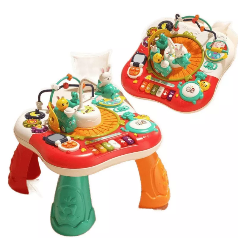 LEAN TOYS Lerntisch Interaktives Musikpanel Klavier 2 in 1 Rot