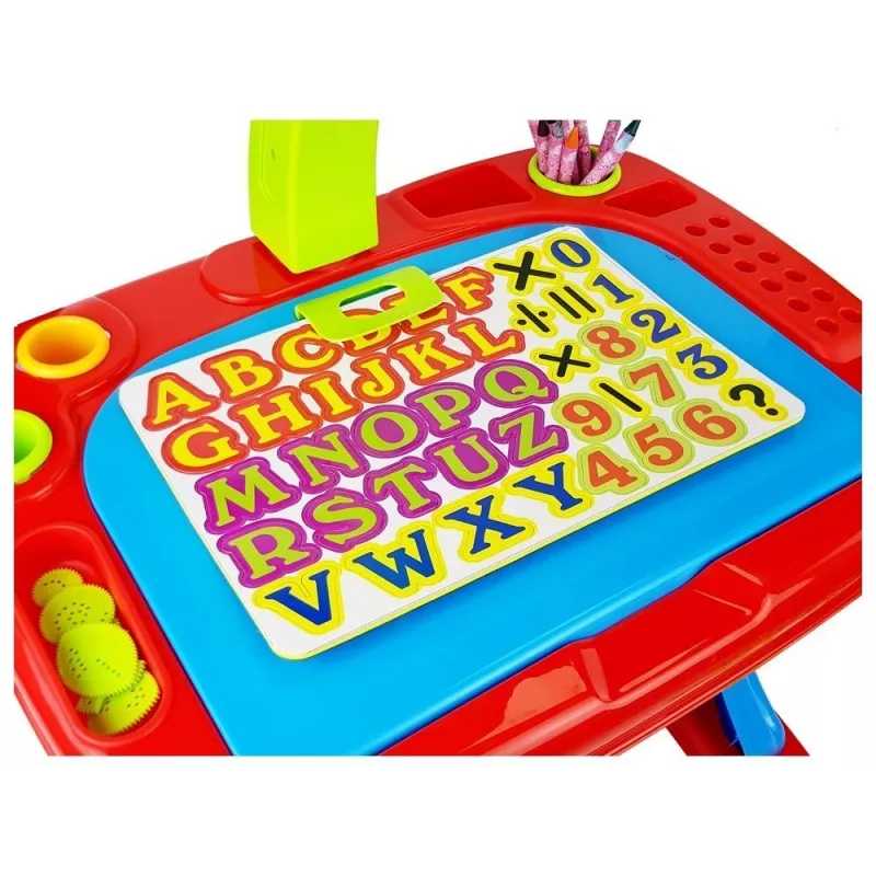 LEAN TOYS Lerntisch mit Projektor, Stuhl, Buntstiften, Magneten, Buchstaben und Zahlen