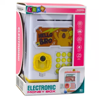 LEAN TOYS Elektronische Safe-ATM-Sparbüchse mit PIN für Kinder Capybara Gelb