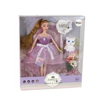 LEAN TOYS Emily Langhaarige weiße Katzen-Babypuppe