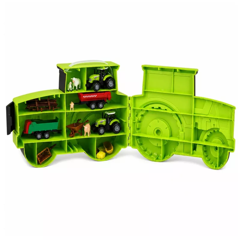 LEAN TOYS Bauernhof-Set mit Traktor, landwirtschaftlichen Fahrzeugen, Tieren und Zubehör – 28-teiliges Spielset