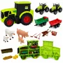 LEAN TOYS Bauernhof-Set mit Traktor, landwirtschaftlichen Fahrzeugen, Tieren und Zubehör – 28-teiliges Spielset