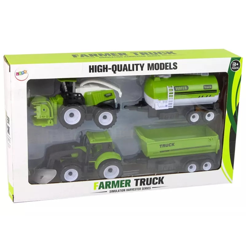 LEAN TOYS Farm Vehicle Set Tractor Harvester Tanker Semi-trailer
