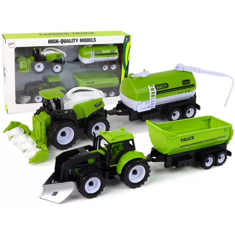LEAN TOYS Farm Vehicle Set Tractor Harvester Tanker Semi-trailer