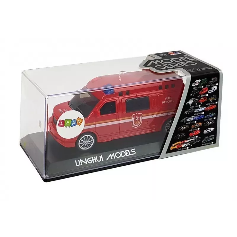 LEAN TOYS Feuerwehrauto mit Zugband, Licht und Sound