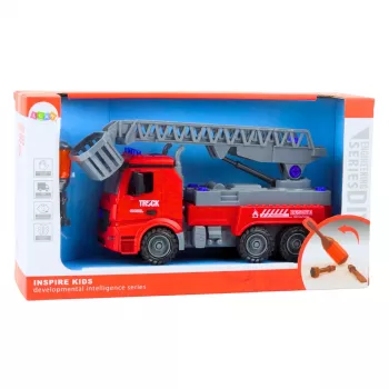 LEAN TOYS Feuerwehrwagen DIY Schraubendreher Rot