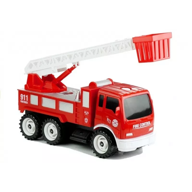 LEAN TOYS Feuerwehrauto mit Schraubrutsche + Werkzeuge