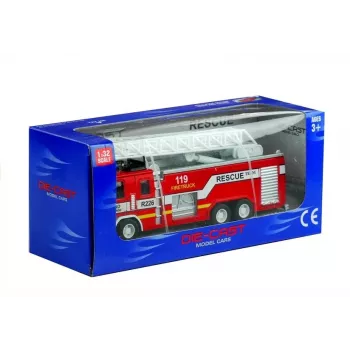 LEAN TOYS Feuerwehrfahrzeug mit Leiter 1:32