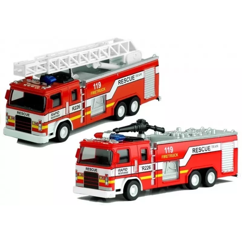 LEAN TOYS Feuerwehrfahrzeug mit Leiter 1:32