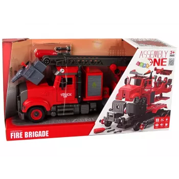 LEAN TOYS Feuerwehr-Lastwagen mit Schraubzubehör Rot