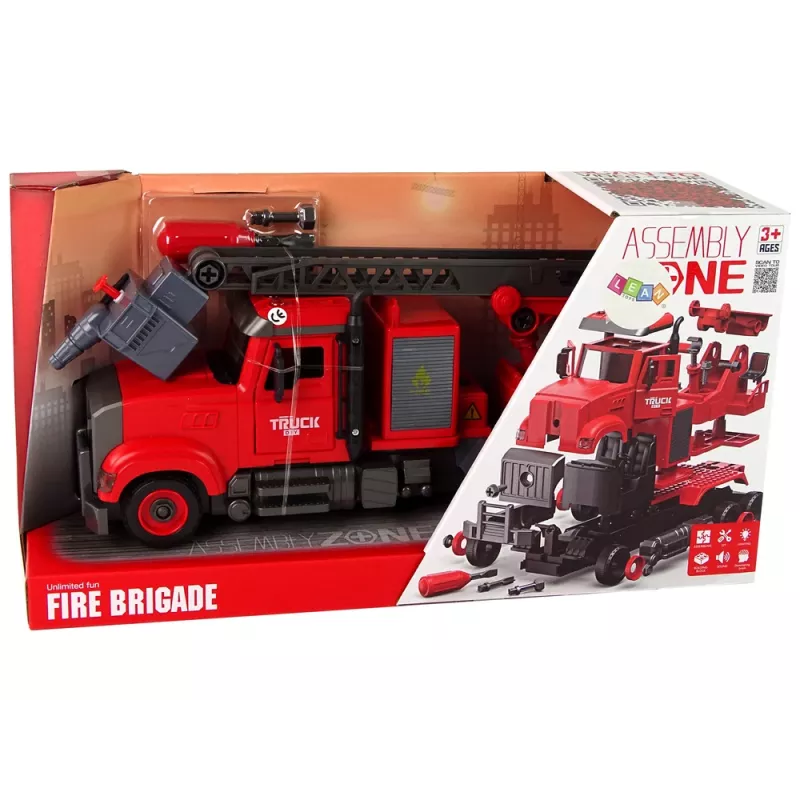 LEAN TOYS Feuerwehr-Lastwagen mit Schraubzubehör Rot