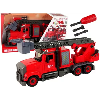 LEAN TOYS Feuerwehr-Lastwagen mit Schraubzubehör Rot