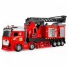 LEAN TOYS Feuerwehrauto mit ausziehbarer Leiter bis 69 cm, Licht, Sound und Wasserkanone