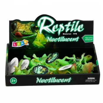 LEAN TOYS Fluoreszierende grüne Leucht-Eidechse Gummi-Figur 15cm