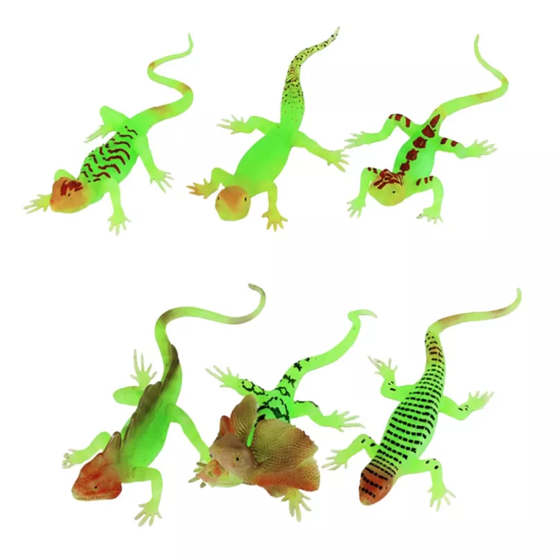 LEAN TOYS Fluoreszierende grüne Leucht-Eidechse Gummi-Figur 15cm