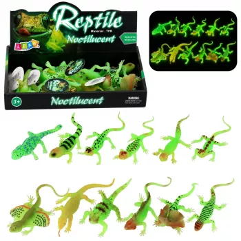 LEAN TOYS Fluoreszierende grüne Leucht-Eidechse Gummi-Figur 15cm
