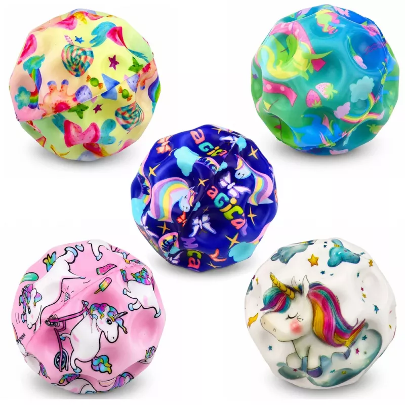 LEAN TOYS Schaumstoffball mit Noppen zum Hüpfen Anti-Stress Einhorn 7cm