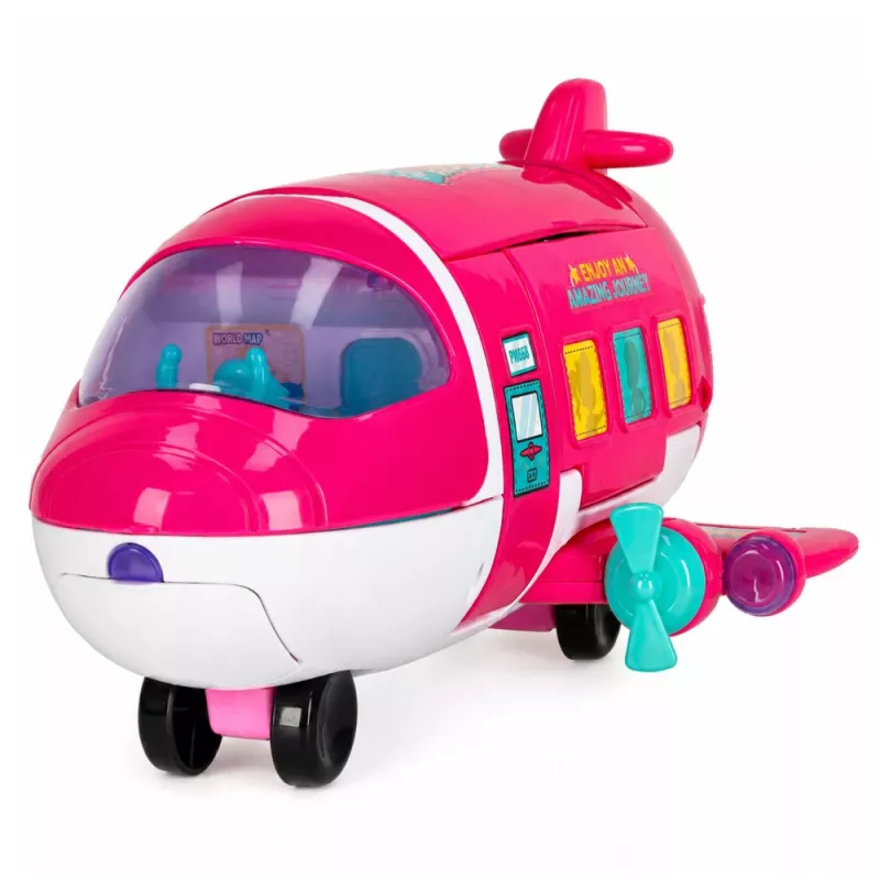 LEAN TOYS Faltbares 2-in-1-Puppenpassagierflugzeug Pink – Verwandlungsfähiges Puppenhaus-Spielset für 30-cm-Puppen