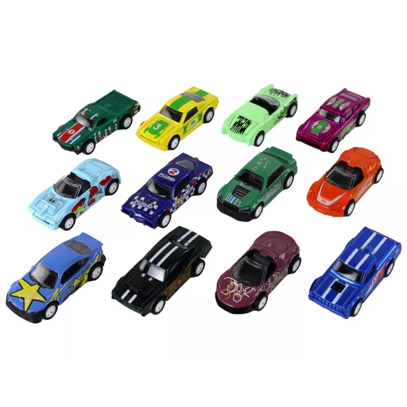 LEAN TOYS Friction Drive Fahrzeug-Set 12 ELE Metall 1:64