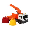 LEAN TOYS Müllwagen mit Kran Friktionsantrieb Orange 1:16