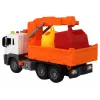 LEAN TOYS Müllwagen mit Kran Friktionsantrieb Orange 1:16