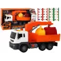 LEAN TOYS Müllwagen mit Kran Friktionsantrieb Orange 1:16