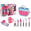 LEAN TOYS Garten-Set Tasche Werkzeuge Handschuhe Rechen Pink Einhorn