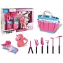 LEAN TOYS Garten-Set Tasche Werkzeuge Handschuhe Rechen Pink Einhorn
