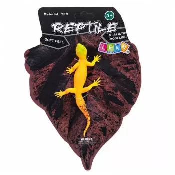 LEAN TOYS Goldener Gecko Gummi-Figur dehnbar realistisches Reptil 15,5 cm