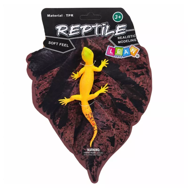 LEAN TOYS Goldener Gecko Gummi-Figur dehnbar realistisches Reptil 15,5 cm