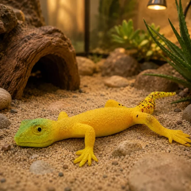 LEAN TOYS Goldener Gecko Gummi-Figur dehnbar realistisches Reptil 15,5 cm