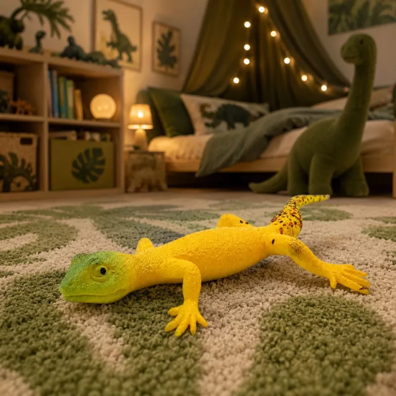 LEAN TOYS Goldener Gecko Gummi-Figur dehnbar realistisches Reptil 15,5 cm