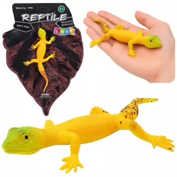 LEAN TOYS Goldener Gecko Gummi-Figur dehnbar realistisches Reptil 15,5 cm