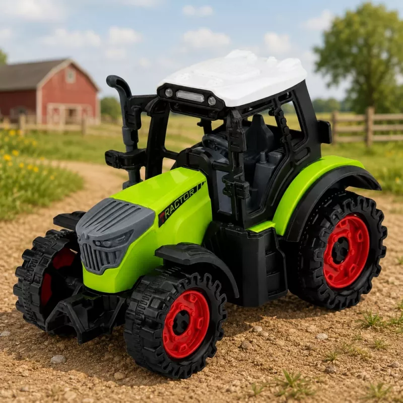 LEAN TOYS Green 15 cm Traktor mit Reibungsantrieb