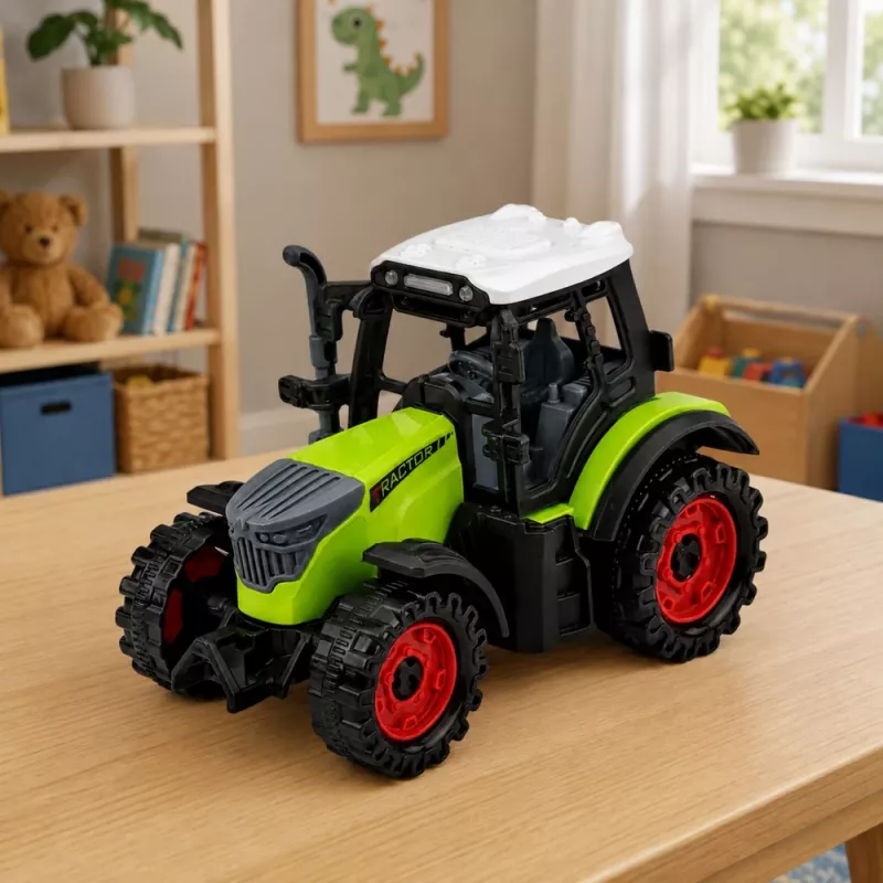 LEAN TOYS Green 15 cm Traktor mit Reibungsantrieb