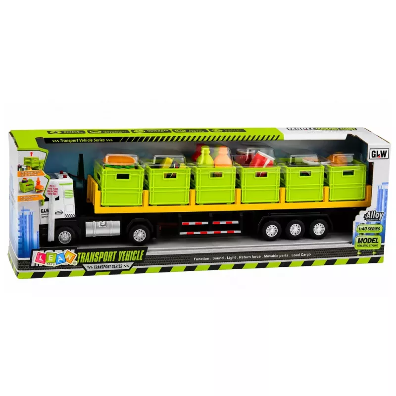 LEAN TOYS Grüner Lebensmitteltransport-LKW 1:40 Druckgussmodell