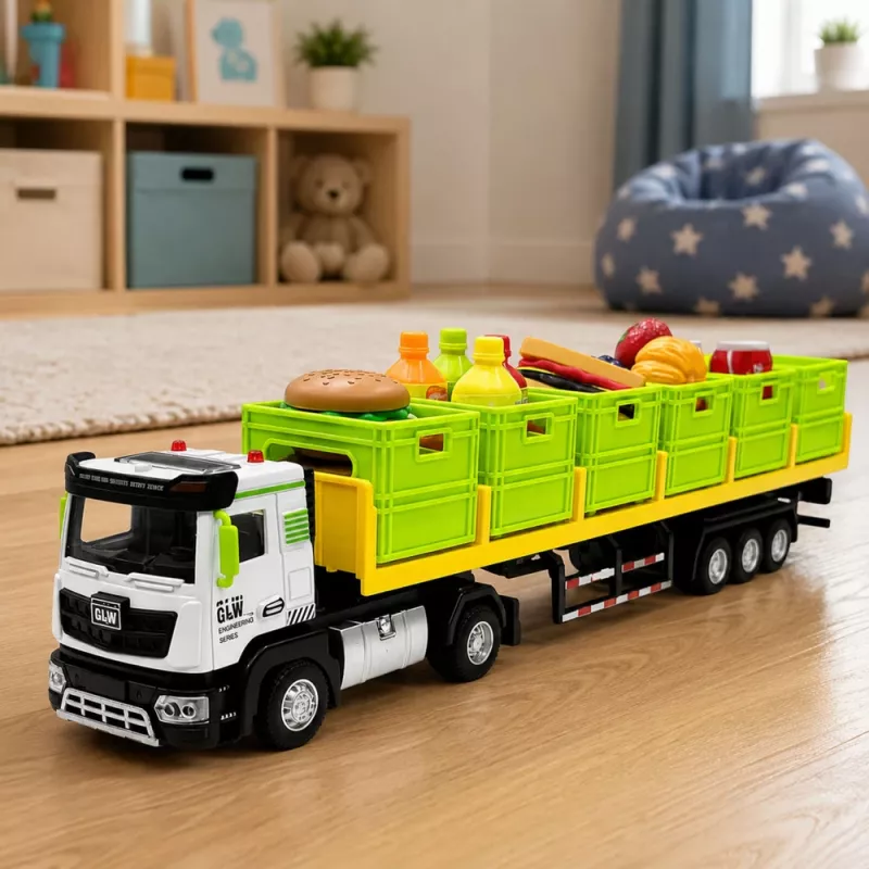 LEAN TOYS Grüner Lebensmitteltransport-LKW 1:40 Druckgussmodell