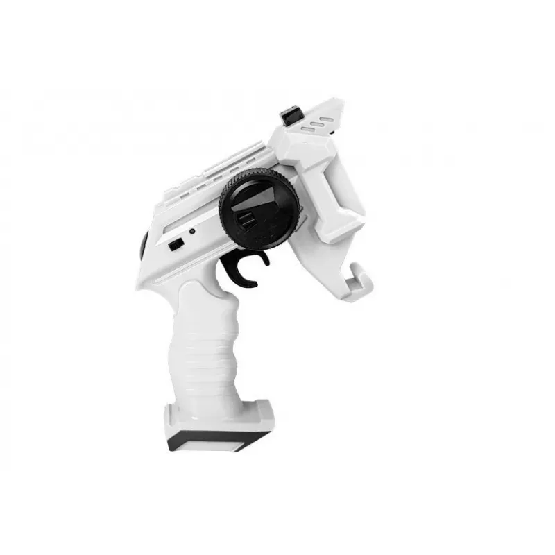 LEAN TOYS Gun Launcher Car 2 in 1 ferngesteuert Schaumstoffscheiben Weiß