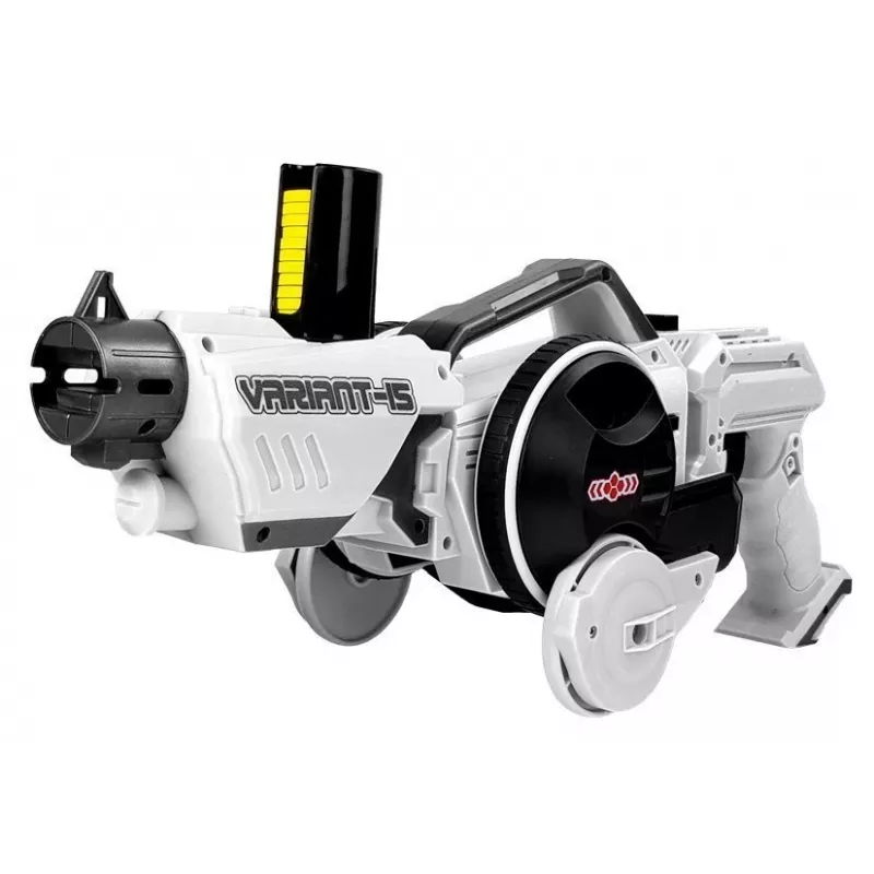 LEAN TOYS Gun Launcher Car 2 in 1 ferngesteuert Schaumstoffscheiben Weiß