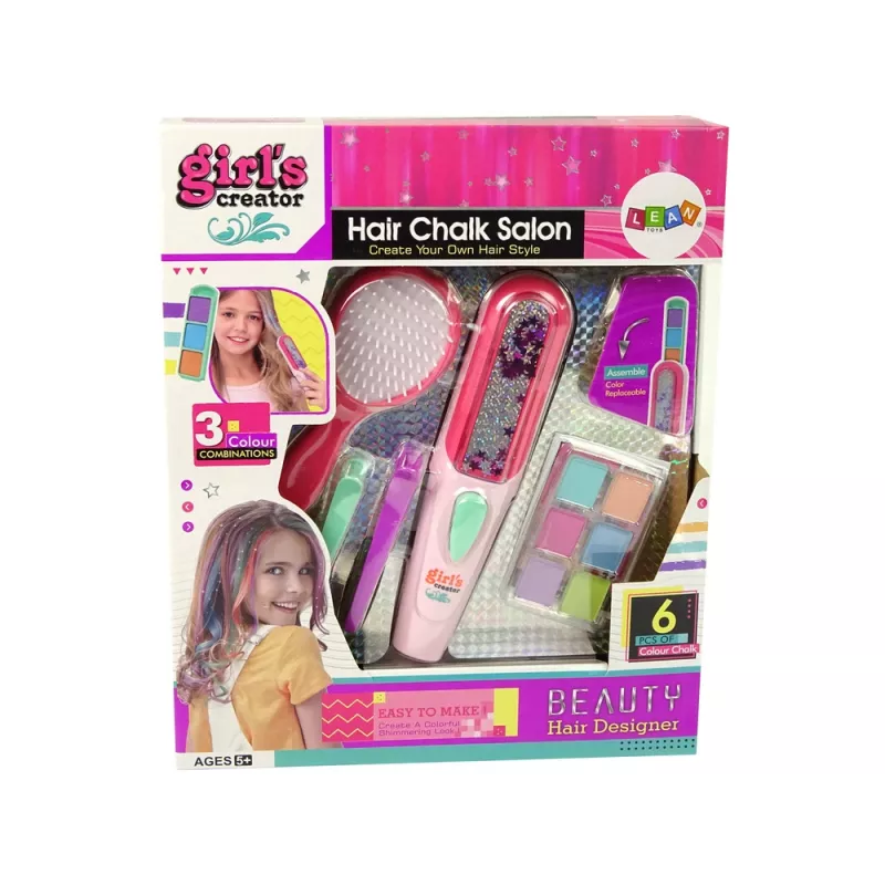 LEAN TOYS Haar-Färbeset mit Glätteisen und Strähnen, 6 Farben