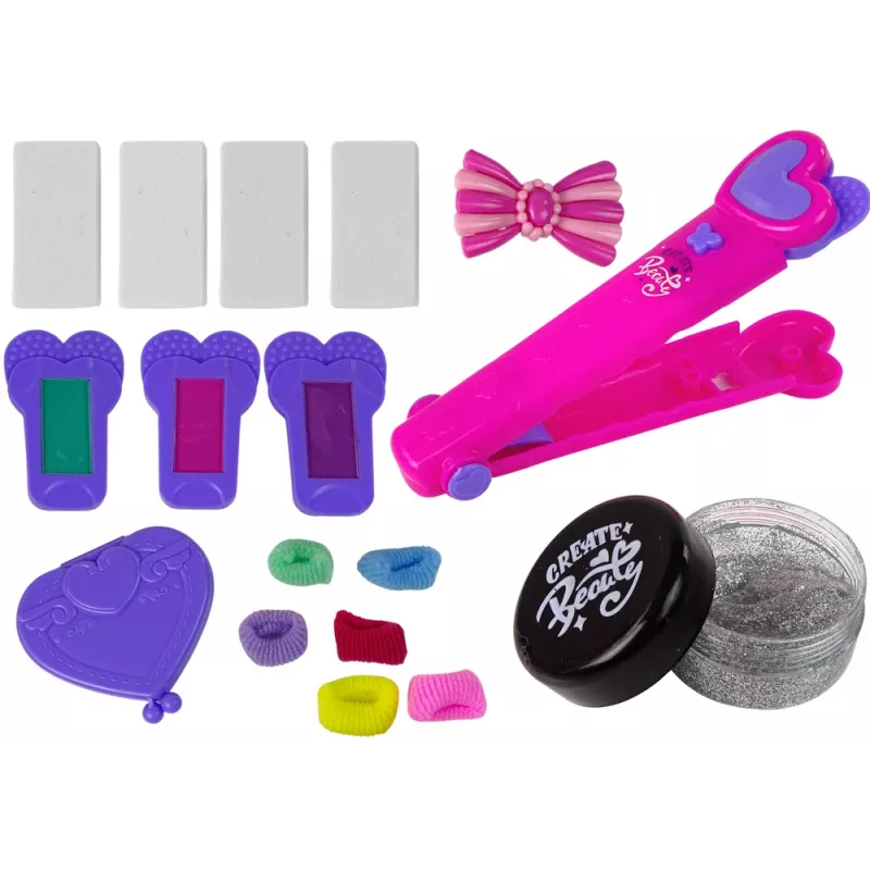 LEAN TOYS Haarstyling-Set Glätteisen mit farbigen Kreiden für Strähnen + Haaraccessoires