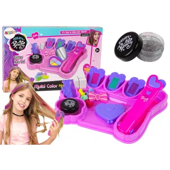 LEAN TOYS Haarstyling-Set Glätteisen mit farbigen Kreiden für Strähnen + Haaraccessoires